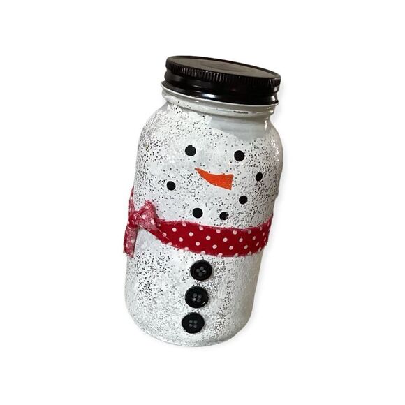 Mason Jar Snowman Tea Light Holder - Picture 1 of 2
